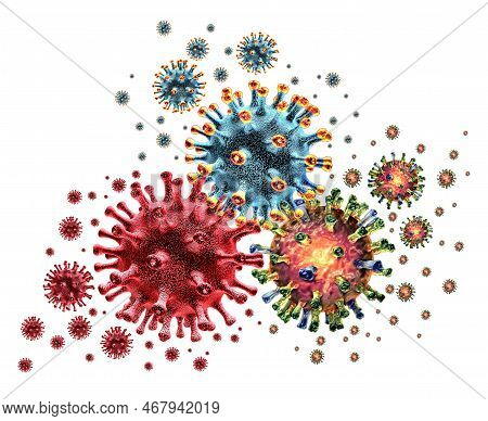 Triple Virus Outbreak Or Tripledemic Covid Flu And Rsv Or Respiratory Syncytial Virus With Three Pat
