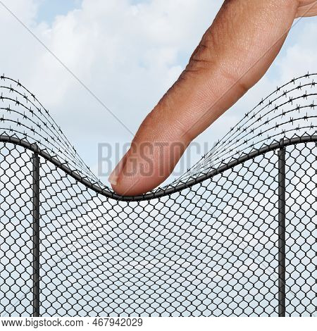 Open Borders As An Immigration And Citizenship And Free Movement Of Migrants As A Finger Pushing Dow