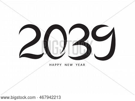 2039 Happy New Year Black Color Vector, 2039 Number Design, 2039 Year Vector Illustration,  Black Le