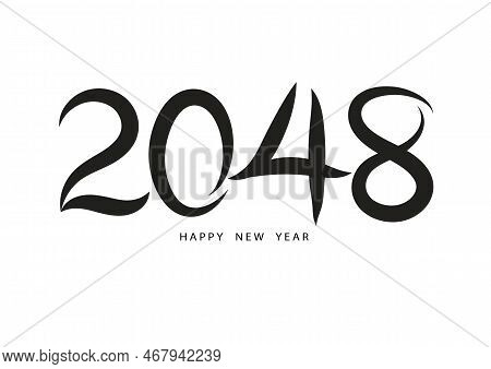 2048 Happy New Year Black Color Vector, 2048 Number Design, 2048 Year Vector Illustration,  Black Le