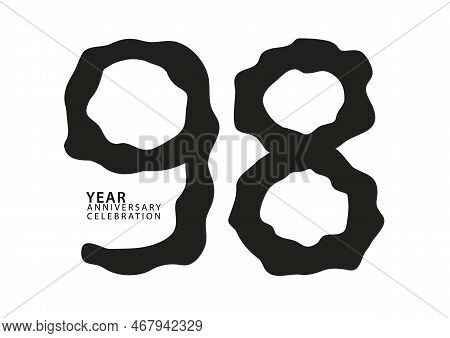 98 Year Anniversary Celebration Black Color Logotype Vector, 98 Number Design, 98th Birthday Invitat
