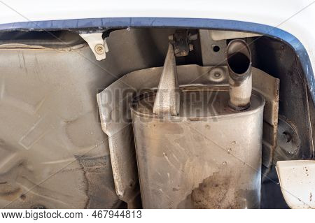 Vehicle Exhaust System Close Up View From Below