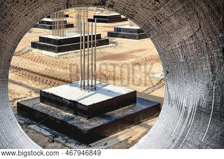 Monolithic Reinforced Concrete Foundations For The Construction Of A Residential Building. Grillage 