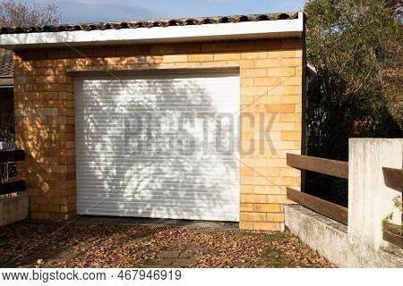 Shutter Curtain Of Facade White Pvc Plastic Roller Sequential Door Closed Garage Gate Access