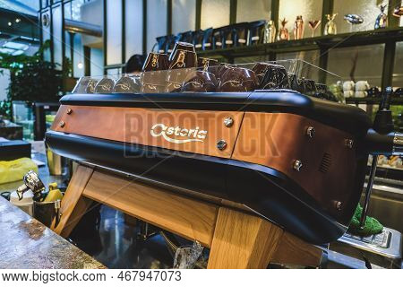 Kuala Lumpur, Malaysia - Februry 23, 2022: Astoria Coffee. Professional Barista Coffee Machines For 