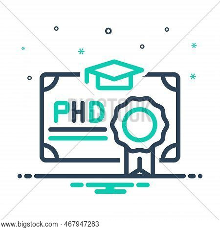 Mix Icon For Phd Graduate Cap Academy Certificate Certification Postgraduate Education
