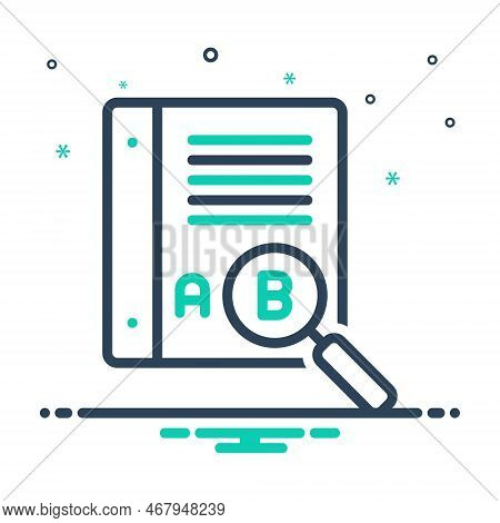 Mix Icon For Thesaurus Word-book Dictionary Lexicon Vocabulary Boom Letters Research Magnifier Find