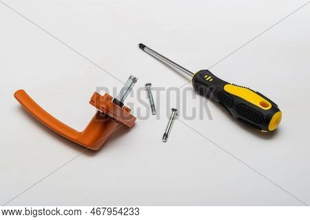 Replacing The Old Window Handle With A New One. High Quality Photo