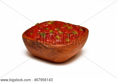 Latin American Jalapeno Tomato Sauce On A White Background