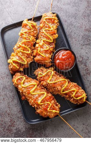 Korean Corn Dogs Are Hot Dogs Coated In A Batter, Then Deep Fried And Finished With Sugar Mustard An