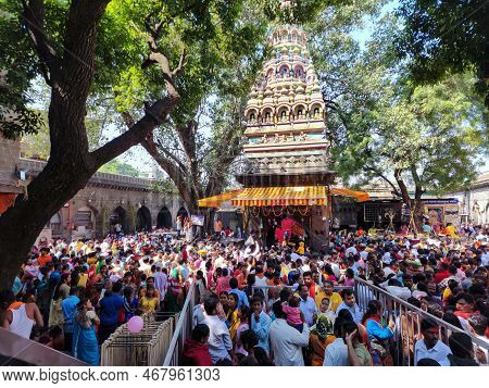 Tuljapur, India- October 28th 2022; Inside View Of Goddess Tuljabhavani Mata Temple, Dravidian Style