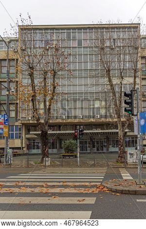 Belgrade, Serbia - November 20, 2022: University Of Belgrade Faculty Of Mechanical Engineering Build