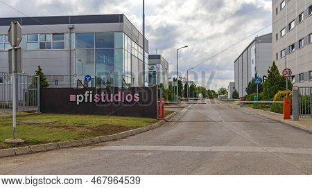 Simanovci, Serbia - August 22, 2022: Entrance Gate To Pfi Studios Film Production Company Complex Bu