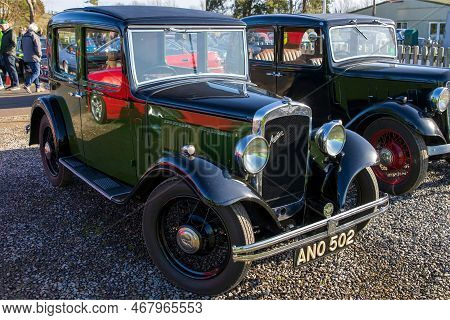 Shepton Mallet, Uk, February 08, 2020: A 1933 Austin 10, Reg No: Ano 502 At The Great Western Classi