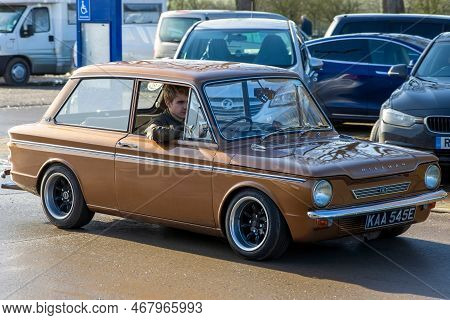 Shepton Mallet, Uk, February 08, 2020: A 1967 Hillman Imp, Reg No: Kaa 545e At The Great Western Cla