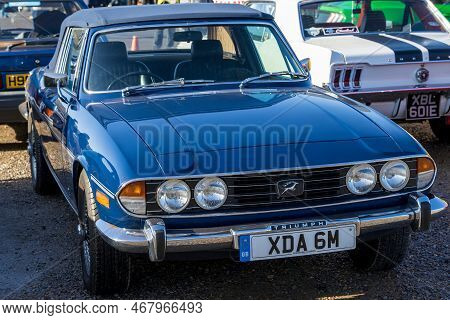 Shepton Mallet, Uk, February 08, 2020: A 1974 Triumph Stag, Reg No: Xda 6m At The Great Western Clas