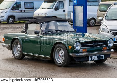 Shepton Mallet, Uk, February 08, 2020: A 1972 Triumph Tr6, Reg No: Tuu 80m At The Great Western Clas