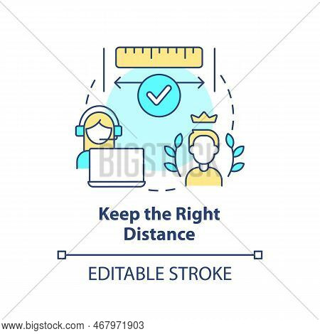 Keep Right Distance Concept Icon. Call Center Customer Service Agent Technique Abstract Idea Thin Li