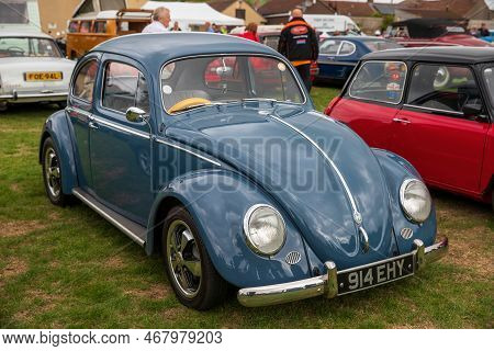 Camerton, Uk: August 11, 2019: A 1959 Volkswagen Beetle, Reg No: 914 Ehy At The Norton Radstock Clas