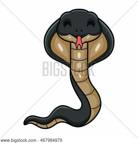 Vector Illustration Of Cute Javan Spitting Cobra Cartoon