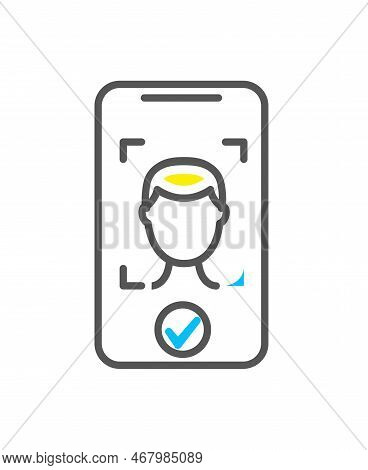 Face Authorization Colorful Icon. Modern Technologies And Digital World, Defining Identity Of User. 