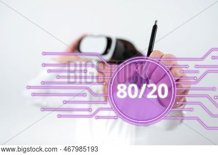 Sign Displaying 80 To 20 Percent. Pareto Principle Of Factor Sparsity Statistical Distribution Of Da