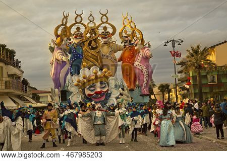 Viareggio, Italy. 23 February  2020. Traditional Carnival Procession In Viareggio, Italy.
