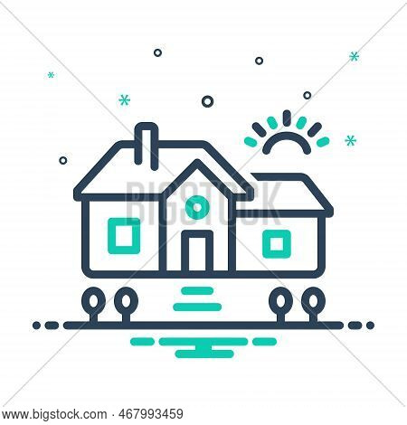 Mix Icon For Housing House Home Garden Plant Sun Places-of-residence Dwelling