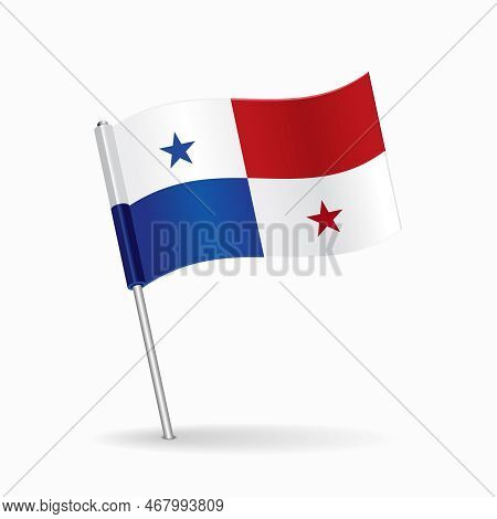 Panamian Flag Map Pin Pointer Layout. Vector.