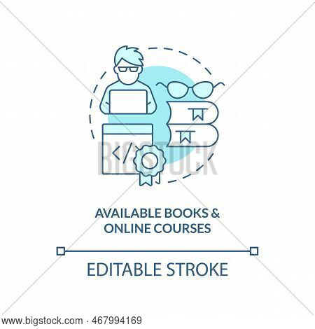 Available Books And Online Courses Turquoise Concept Icon. Procedural Programming Abstract Idea Thin