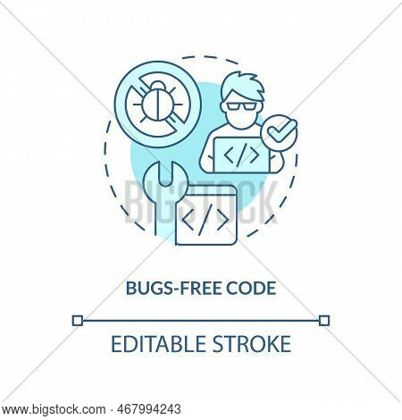 Bugs-free Code Turquoise Concept Icon. Functional Programming Benefit Abstract Idea Thin Line Illust