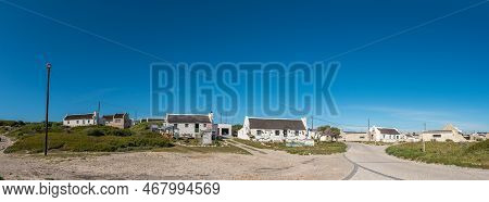Arniston, South Africa - Sep 22, 2022: A Panorama Street Scene, With Willeens Art Craft And Restaura