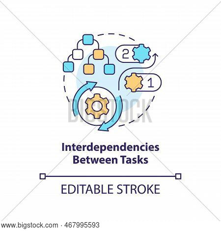 Interdependencies Between Tasks Concept Icon. Project Plan Includes Abstract Idea Thin Line Illustra