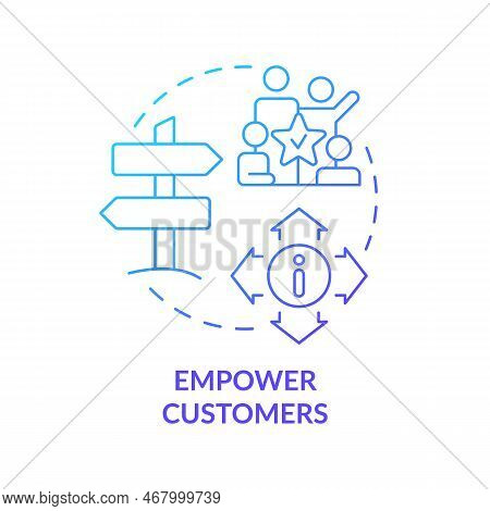 Empower Customers Blue Gradient Concept Icon. Call Center Customer Service Agent Technique Abstract 