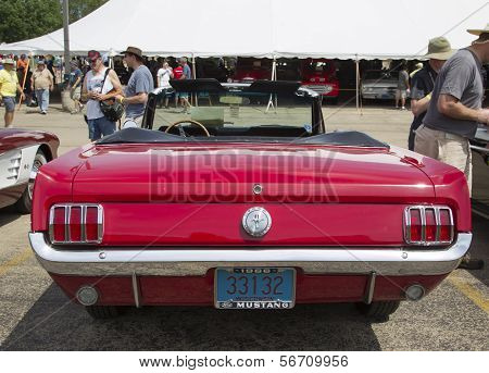 1966 Red Ford Mustang Convertible Rear View