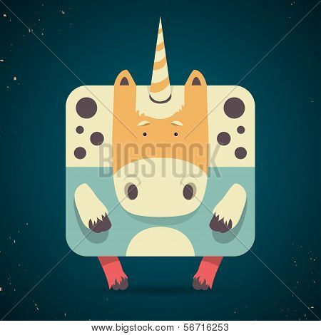 Magic little mythical unicorn with a spiral horn