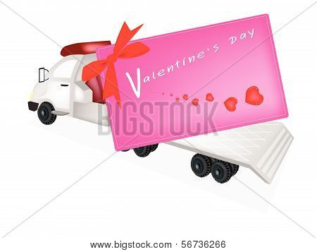 Tractor Trailer Flatbed Sending A Valentine Card