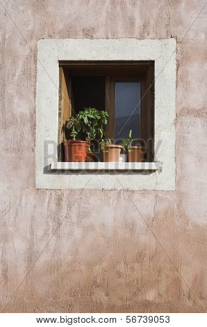 Schließen eines Fensters in die Stadt Sigu? Enza, Guadalajara, Castilla La Mancha, Spanien