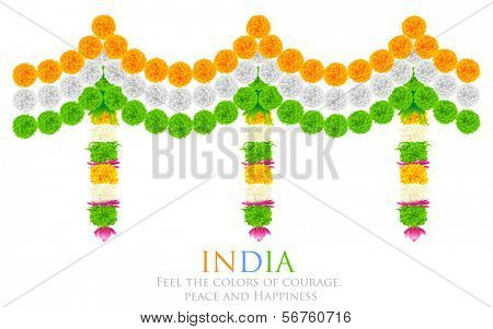 illustration of tri color flower arrangement for India festival decoration