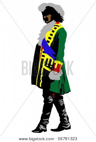 Man in an old suit on a white background