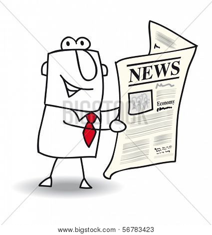 This businessman read a newspaper