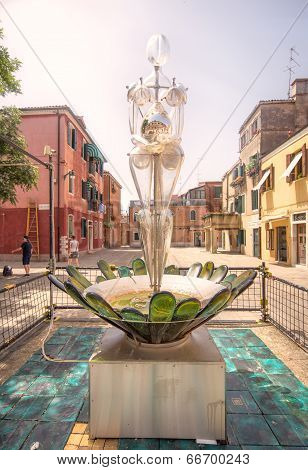 Glass statueof woman on Murano or Burano island