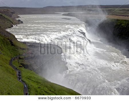 Più famosa cascata Gullfoss dell'Islanda