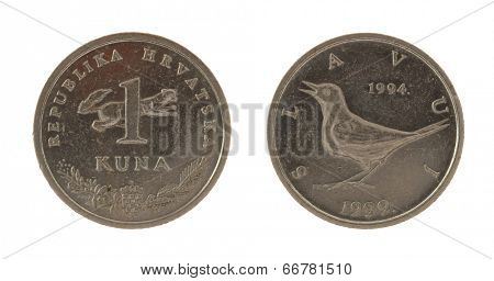 Croatian Kuna coins isolated on white
