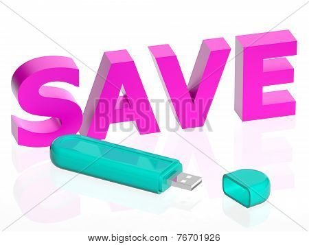 Illustration Of A Usb With Save Text