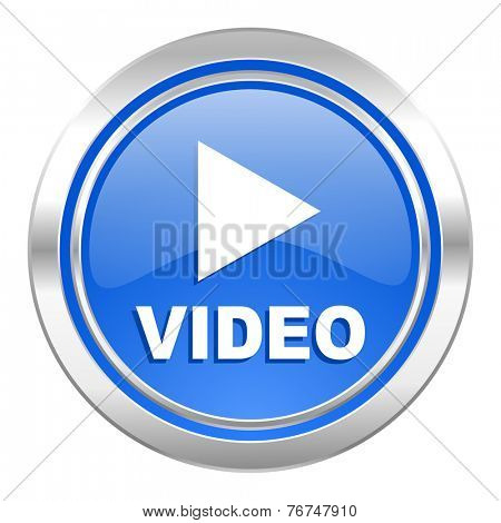 video icon, blue button 
