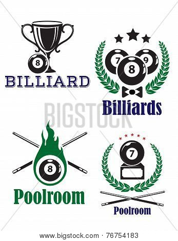 Billiards or poolroom emblems