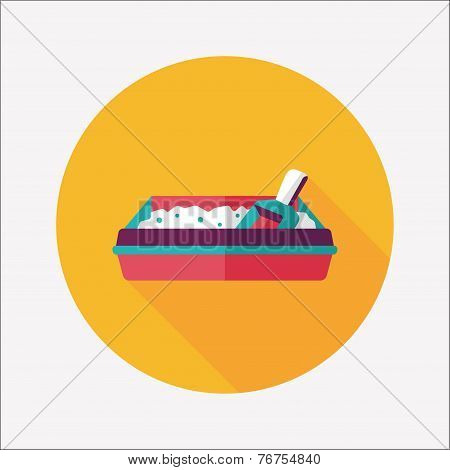 Pet Cat Litter Box Flat Icon With Long Shadow, Eps10