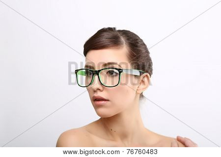 Young crazy nerd woman