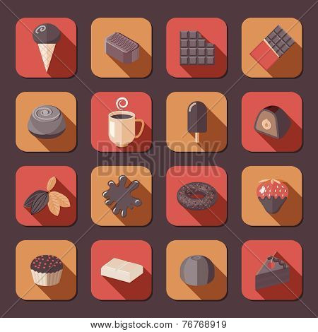Chocolate icons flat